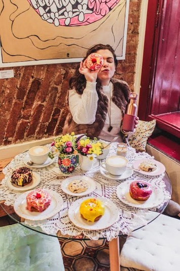 Alex enjoying cake in Prague