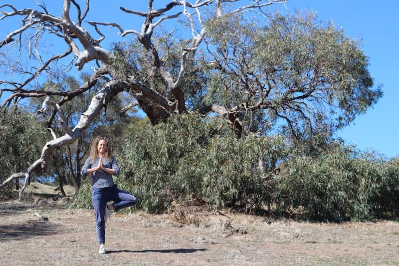 Sonia doing yoga in Australia