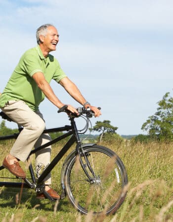 Healthy couple on bicycles