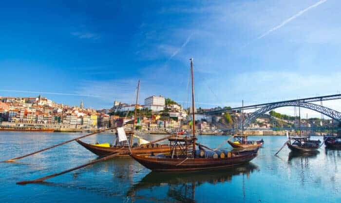 Old Porto and traditional boats with wine barrels, Portugal