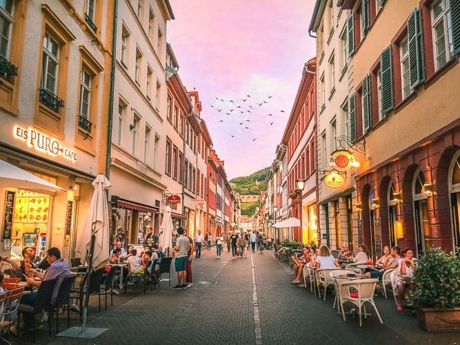 A cafe Street scene in a village in Germany
