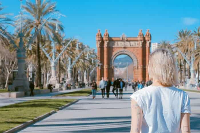 A lady walking through Barcelona