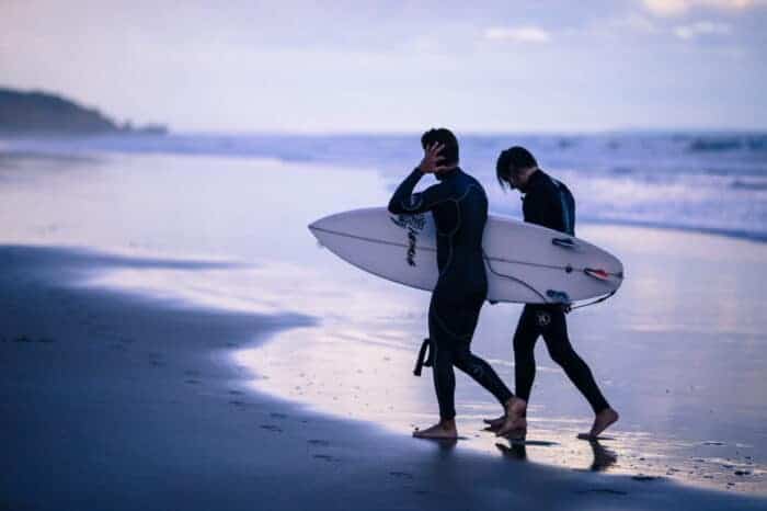 Surfers enjoying life in their new country of residency.