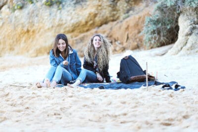 Girls on the beach in Portugal