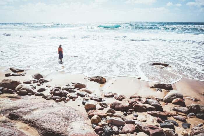 A girl on a beach in Portugal