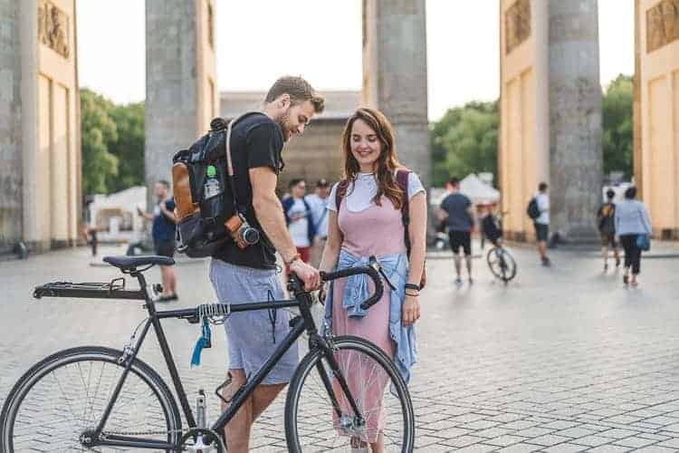 two people in Berlin on their bicycles with Germany visas