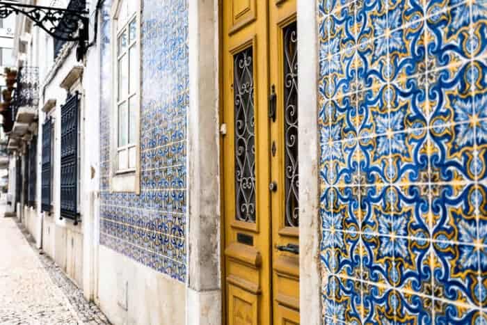 The side of a house showing pretty tiles