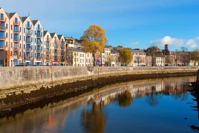 Lovely buildings along a river in Cork, Ireland