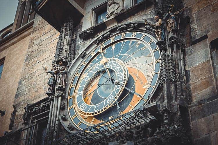 A clock in Prague, Czech Republic