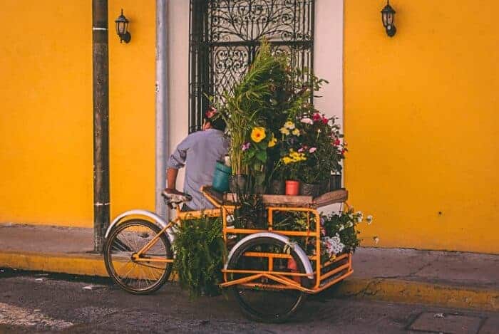 A flower seller in Mexico