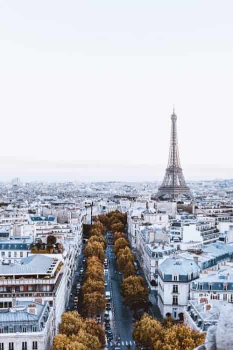 A view of the Eiffel tower and buidlings in France