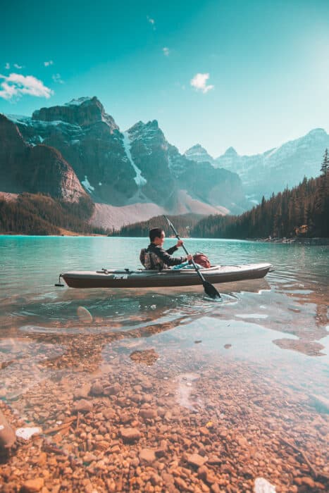 Kayaking on one of the beautiful lakes in Canada..