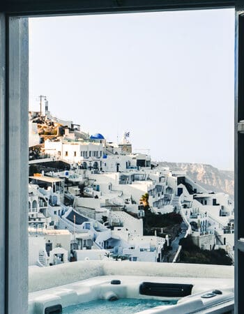 View out of a window in greece