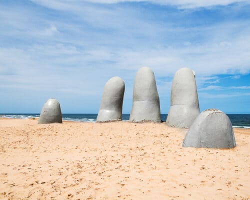 Hand sculpture, a symbol of Punta del Este, Uruguay