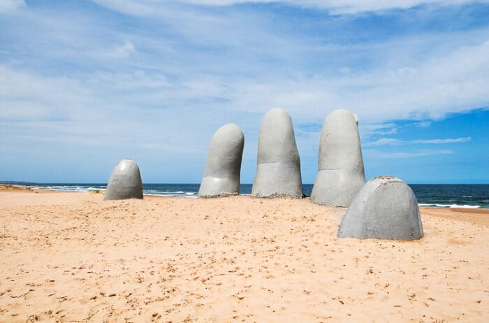 Hand sculpture, a symbol of Punta del Este, Uruguay