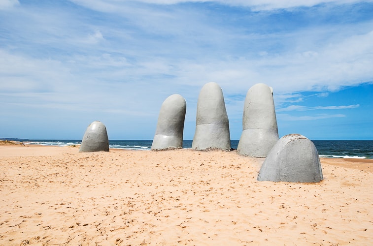 Hand sculpture, a symbol of Punta del Este, Uruguay