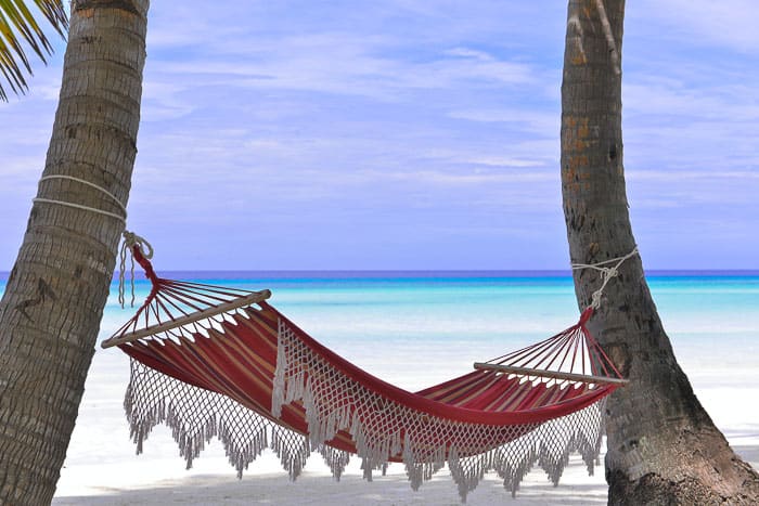 Life is slow and easy on Anguilla.  A Hammock on the beach