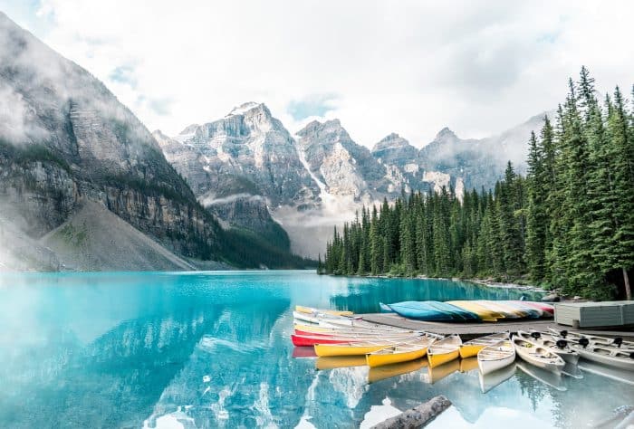 A Lake and Mountains in Banff Canada. One of the many things one can expect to see as a Canadian citizen