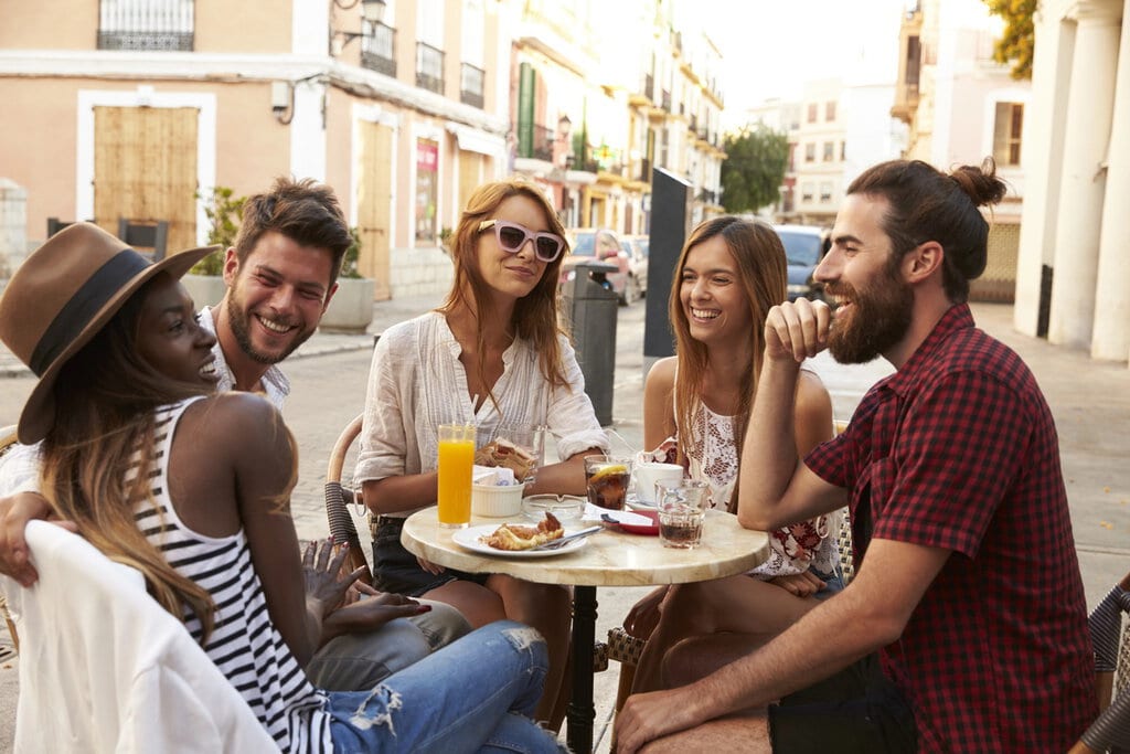 Remote workers in Europe enjoying lunch together